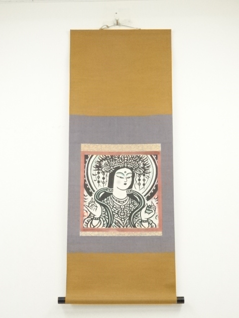 笹島喜平　吉祥天　38/200　木版画掛軸（共箱）